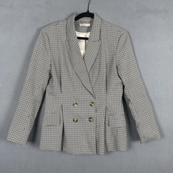 See By Chloe Jackets & Blazers - See By Chloé Blazer Womens Medium Beige Check Tweed Lined Double Breasted Jacket